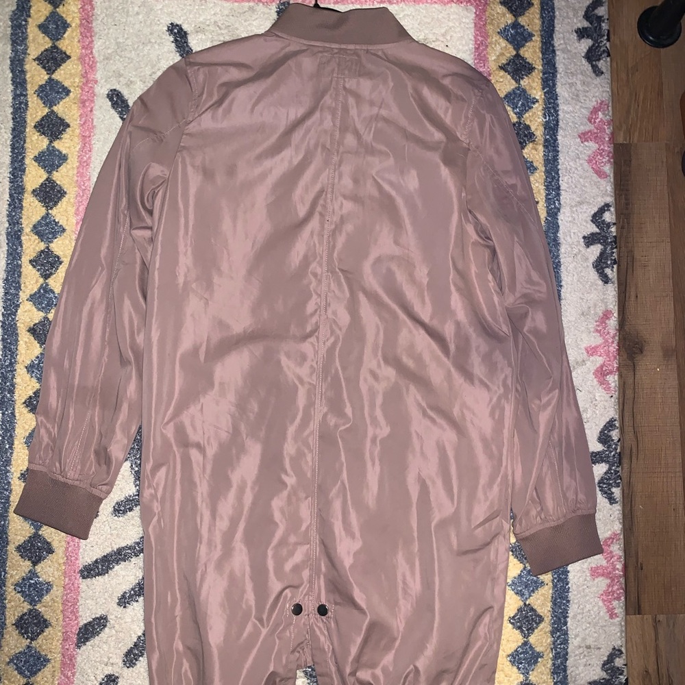 Blush pink long bomber jacket